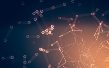 Çokgen alanı düşük Poli koyu arka plan, 3d render