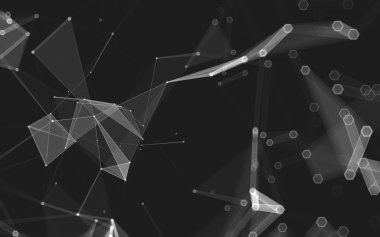 Çokgen alanı düşük Poli koyu arka plan, 3d render