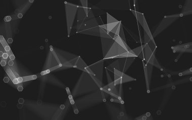 Çokgen alanı düşük Poli koyu arka plan, 3d render