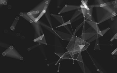 Çokgen alanı düşük Poli koyu arka plan, 3d render