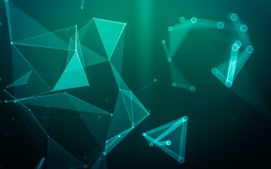 Çokgen alanı düşük Poli koyu arka plan, 3d render