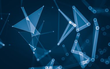 Çokgen alanı düşük Poli koyu arka plan, 3d render