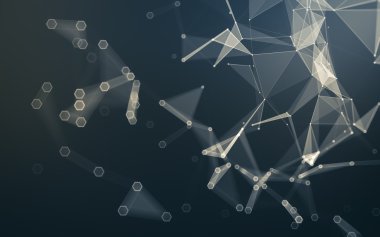 Çokgen alanı düşük Poli koyu arka plan, 3d render