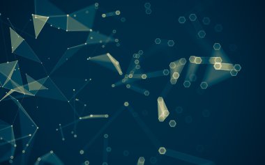 Çokgen alanı düşük Poli koyu arka plan, 3d render