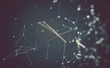 Çokgen alanı düşük Poli koyu arka plan, 3d render