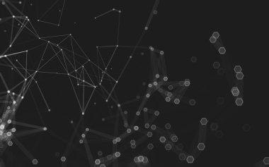 Çokgen alanı düşük Poli koyu arka plan, 3d render