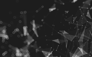 Çokgen alanı düşük Poli koyu arka plan, 3d render