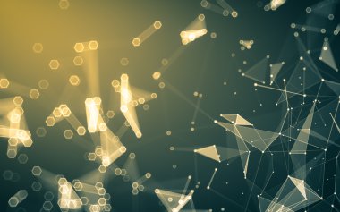 Çokgen alanı düşük Poli koyu arka plan, 3d render