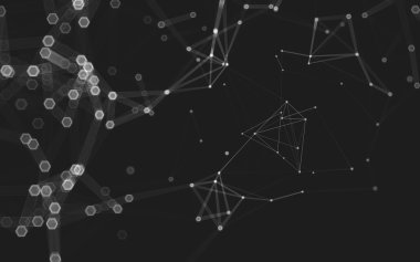 Çokgen alanı düşük Poli koyu arka plan, 3d render