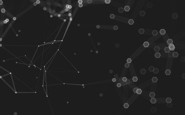 Çokgen alanı düşük Poli koyu arka plan, 3d render