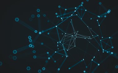 Çokgen alanı düşük Poli koyu arka plan, 3d render