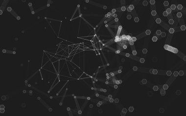 Çokgen alanı düşük Poli koyu arka plan, 3d render