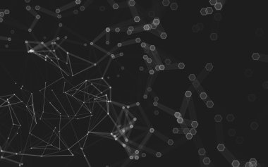 Çokgen alanı düşük Poli koyu arka plan, 3d render