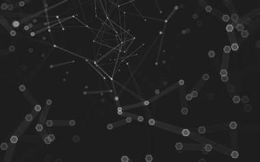 Çokgen alanı düşük Poli koyu arka plan, 3d render