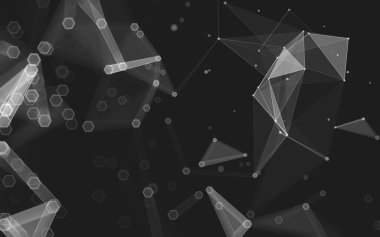 Çokgen alanı düşük Poli koyu arka plan, 3d render