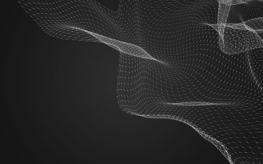 Çokgen alanı düşük Poli koyu arka plan, 3d render