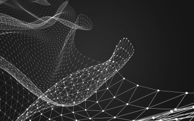 Çokgen alanı düşük Poli koyu arka plan, 3d render