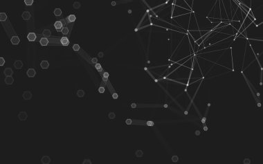 Çokgen alanı düşük Poli koyu arka plan, 3d render