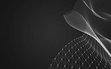 Çokgen alanı düşük Poli koyu arka plan, 3d render