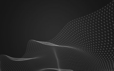 Çokgen alanı düşük Poli koyu arka plan, 3d render