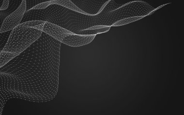 Çokgen alanı düşük Poli koyu arka plan, 3d render