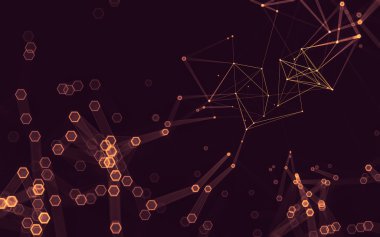 Çokgen alanı düşük Poli koyu arka plan, 3d render