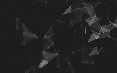 Çokgen alanı düşük Poli koyu arka plan, 3d render