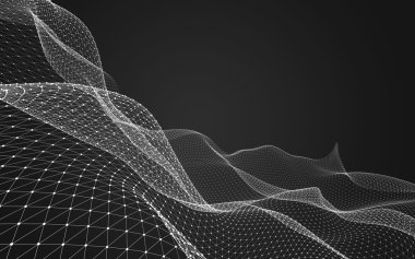 Çokgen alanı düşük Poli koyu arka plan, 3d render