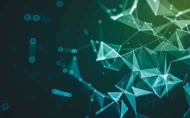 Çokgen alanı düşük Poli koyu arka plan, 3d render