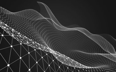 Çokgen alanı düşük Poli koyu arka plan, 3d render