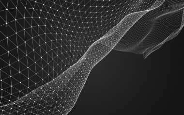 Çokgen alanı düşük Poli koyu arka plan, 3d render