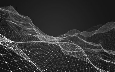 Çokgen alanı düşük Poli koyu arka plan, 3d render