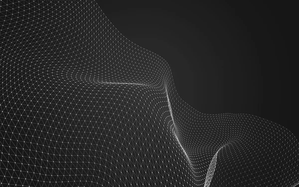 Espacio poligonal abstracto bajo fondo polivinílico oscuro, renderizado 3d — Foto de Stock