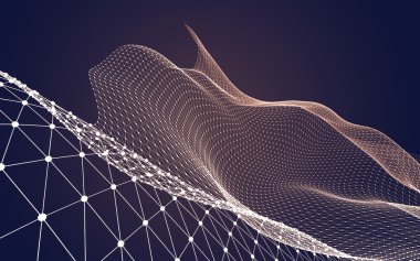 Çokgen alanı düşük Poli koyu arka plan, 3d render