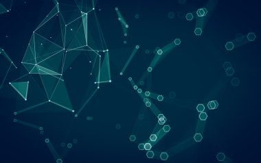 Çokgen alanı düşük Poli koyu arka plan, 3d render