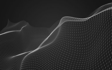 Çokgen alanı düşük Poli koyu arka plan, 3d render