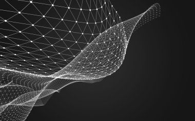 Çokgen alanı düşük Poli koyu arka plan, 3d render