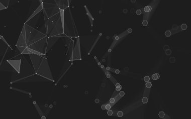 Çokgen alanı düşük Poli koyu arka plan, 3d render