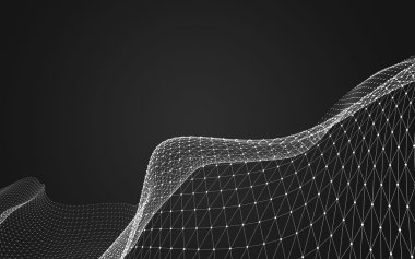 Çokgen alanı düşük Poli koyu arka plan, 3d render