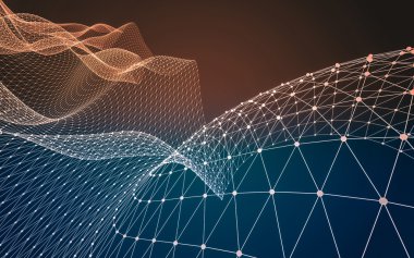 Çokgen alanı düşük Poli koyu arka plan, 3d render