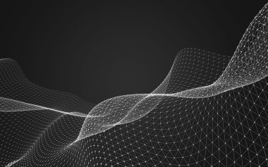 Çokgen alanı düşük Poli koyu arka plan, 3d render