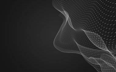 Çokgen alanı düşük Poli koyu arka plan, 3d render