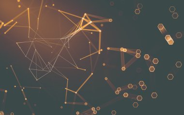 Çokgen alanı düşük Poli koyu arka plan, 3d render