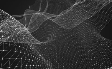 Çokgen alanı düşük Poli koyu arka plan, 3d render