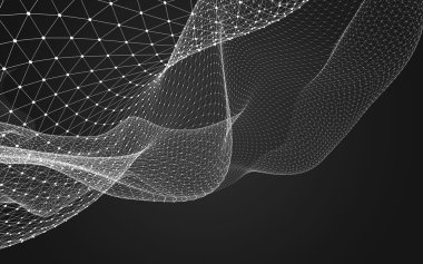 Çokgen alanı düşük Poli koyu arka plan, 3d render