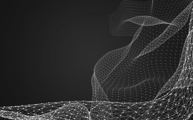 Çokgen alanı düşük Poli koyu arka plan, 3d render