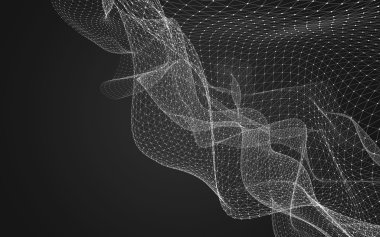 Çokgen alanı düşük Poli koyu arka plan, 3d render