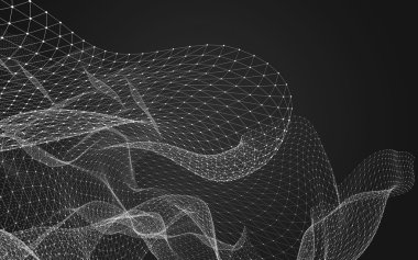 Çokgen alanı düşük Poli koyu arka plan, 3d render