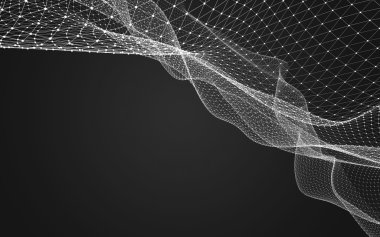 Çokgen alanı düşük Poli koyu arka plan, 3d render