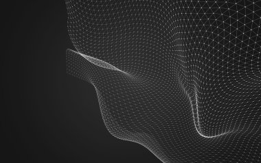 Çokgen alanı düşük Poli koyu arka plan, 3d render